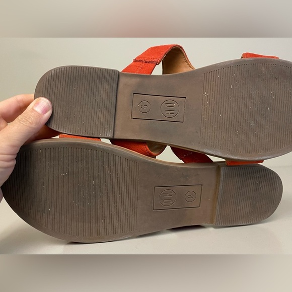 Denver Hayes burnt orange red leather suede comfort sandals women's size 8 - Picture 6 of 9